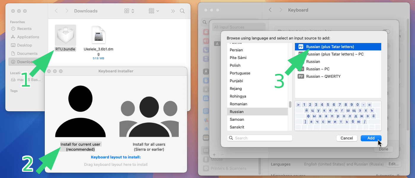 Keyboard layout installation process screenshot