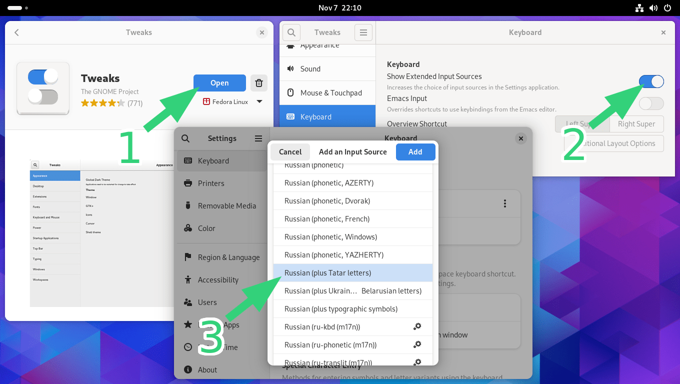 Keyboard layout installation process screenshot